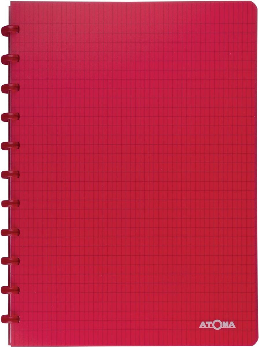 Carnet tendance Atoma, ft a4, 144 pages, à carreaux commerciaux, rouge transparent