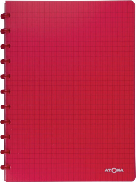 Carnet tendance Atoma, ft a4, 144 pages, à carreaux commerciaux, rouge transparent