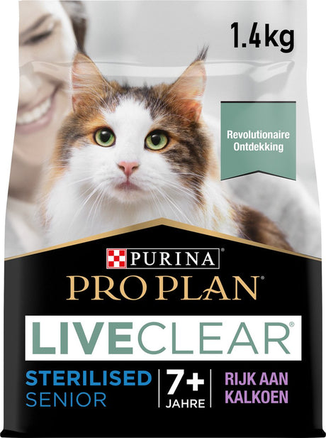 Pro plan senior liveclear - nourriture sèche pour chat - dinde - 1,4 kg