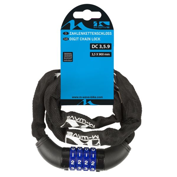 M-Wave Chain Lock avec verrouillage numéro Ø3.5 * 900 mm - noir