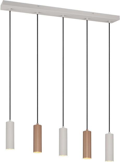 Trio soka - lampe suspendue - moka - excl. 5x gu10 5 w - montage au plafond - réglable en hauteur