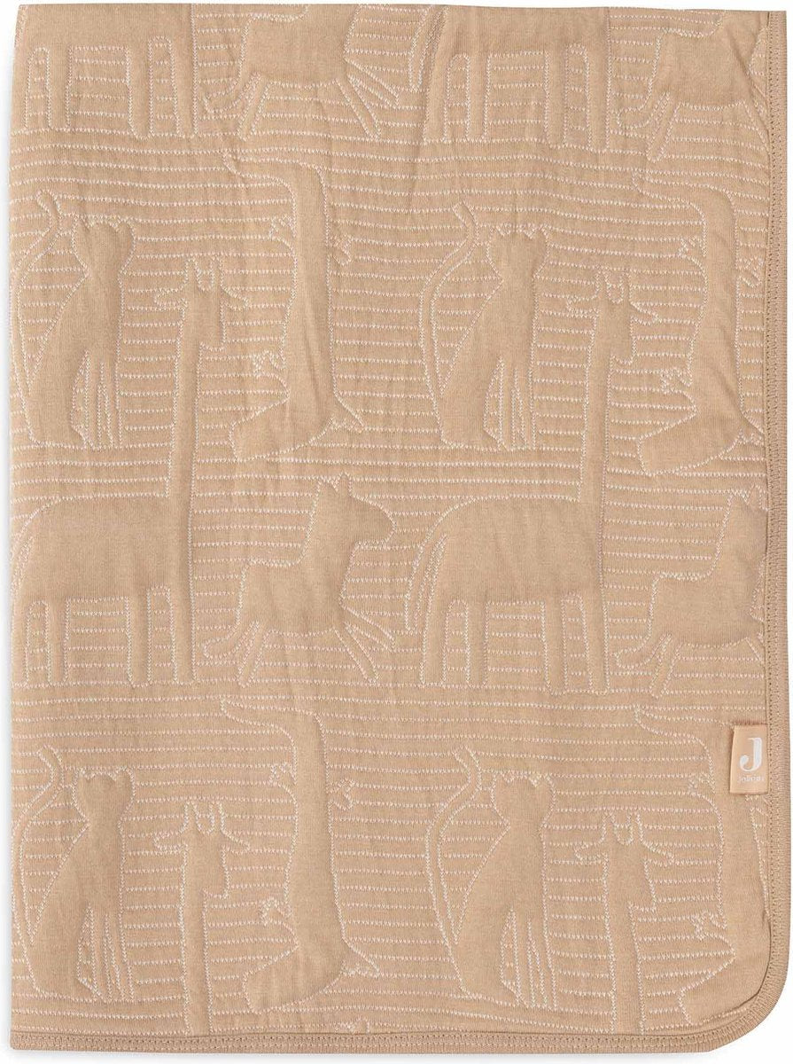 Jollein - deken ledikant 100x150cm - dekentje baby - jungle jambo biscuit oatmeal