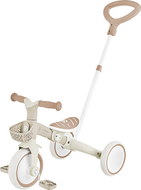 Tricycle et vélo d'appartement Globber 3en1 - tricycle d'apprentissage - 12 à 36 mois - plastique recyclé - couleur sable