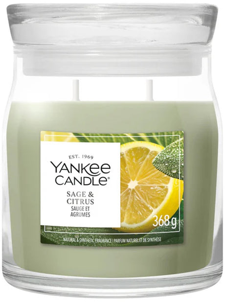 Bougie Yankee - bougie parfumée moyenne sauge agrumes - 50 heures de combustion - 2 mèches