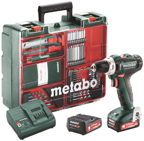 Metabo jeu de perceuses et tournevis powermaxx bs 12 poste de travail mobile atelier mobile 12v powermaxx bs