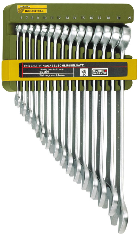 Jeu de clés à fourche à anneau Proxxon, jeu de clés à bouche annulaire slimline, 15 pièces