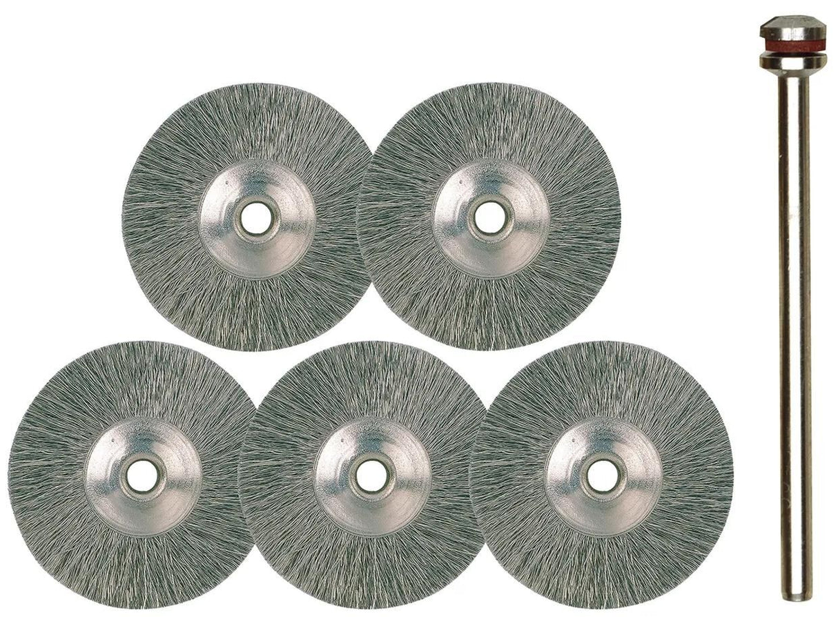 Proxxon jeu de roues à brosses en acier inoxydable rond bru d=22mm 5 pcs.