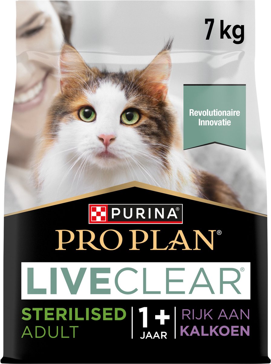 Pro plan liveclear stérilisé adulte - nourriture sèche pour chat - dinde - 7kg