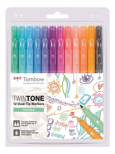 Tombow, the paper factory set de marqueurs twintone tombow – couleurs pastel – lot de 12