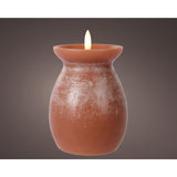 Lumineo bougie led effet flamme vase h16cm terra