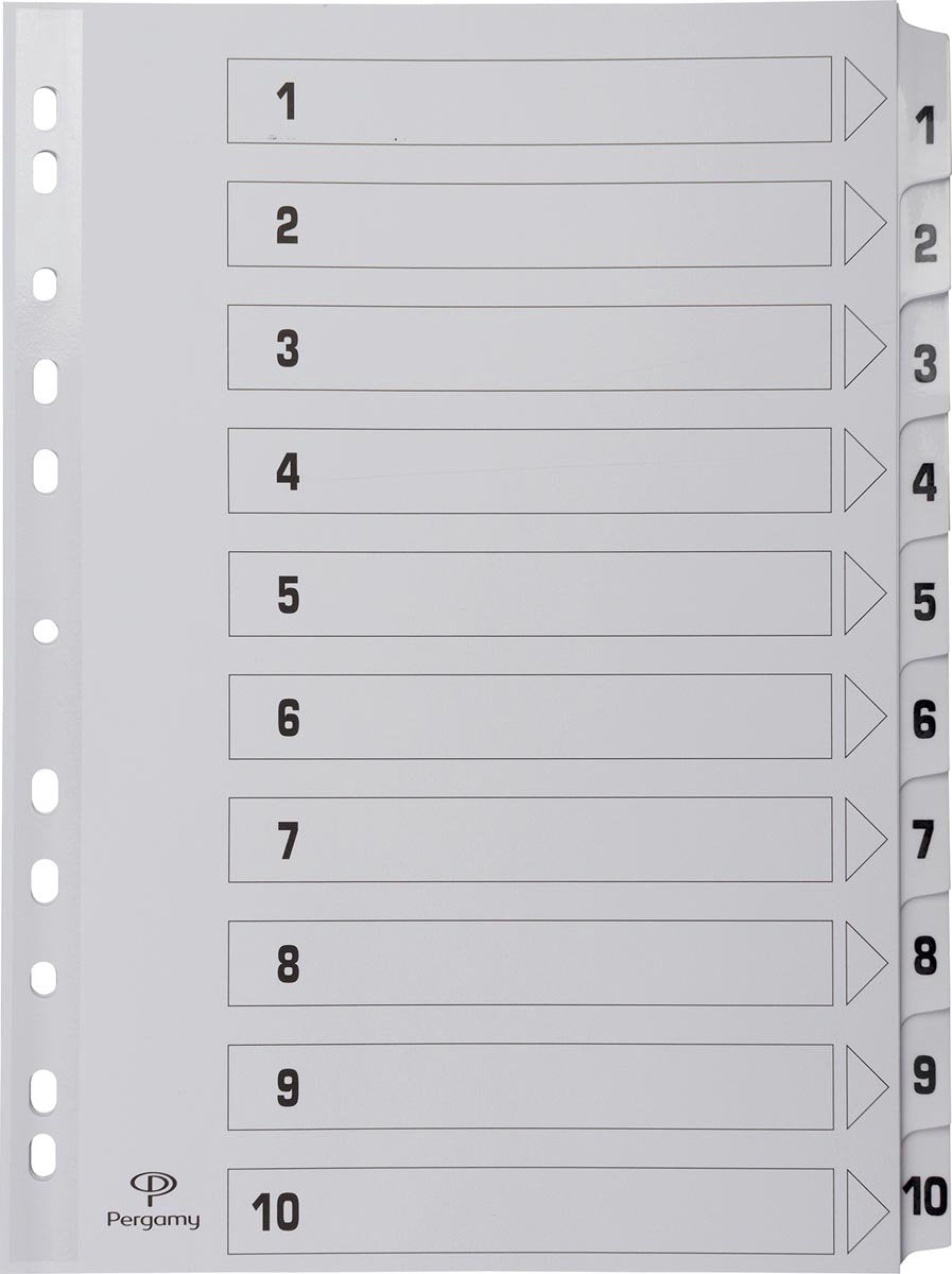 Onglets Pergamy avec feuille d'index | pi a4 | Perforation 11 trous | carton | ensembles 1-10