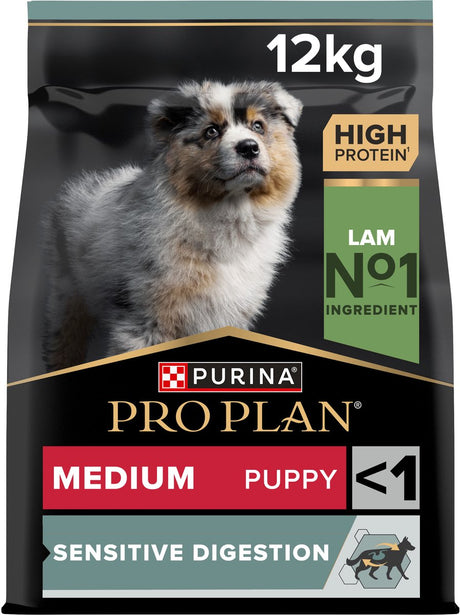 Pro plan purina digestion sensible chiot moyen - nourriture pour chien - agneau - 12 kg