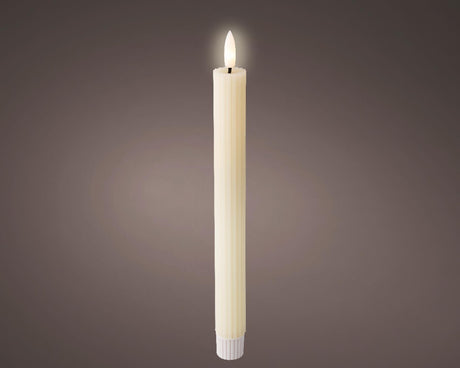 Lumineo bougie de dîner LED nervurée 24cm crème 2 pcs.