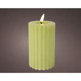Lumineo bougie LED effet flamme nervurée h14,7cm vert