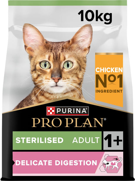 Pro plan stérilisé adulte digestion délicate - nourriture sèche pour chat - poulet - 10 kg