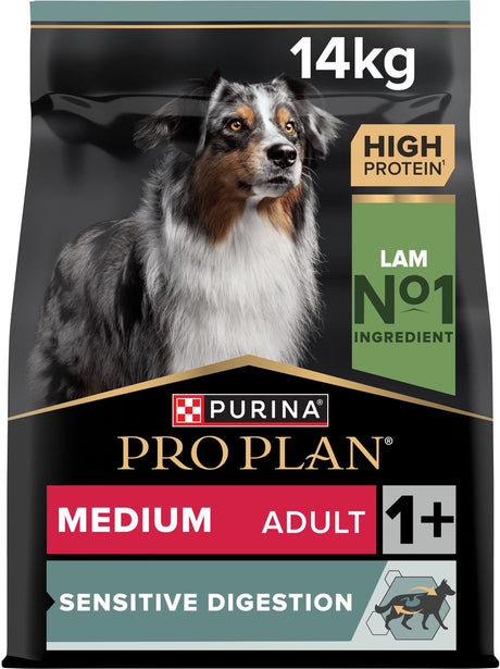 Pro plan purina digestion sensible moyen adulte - nourriture pour chien - agneau - 14 kg