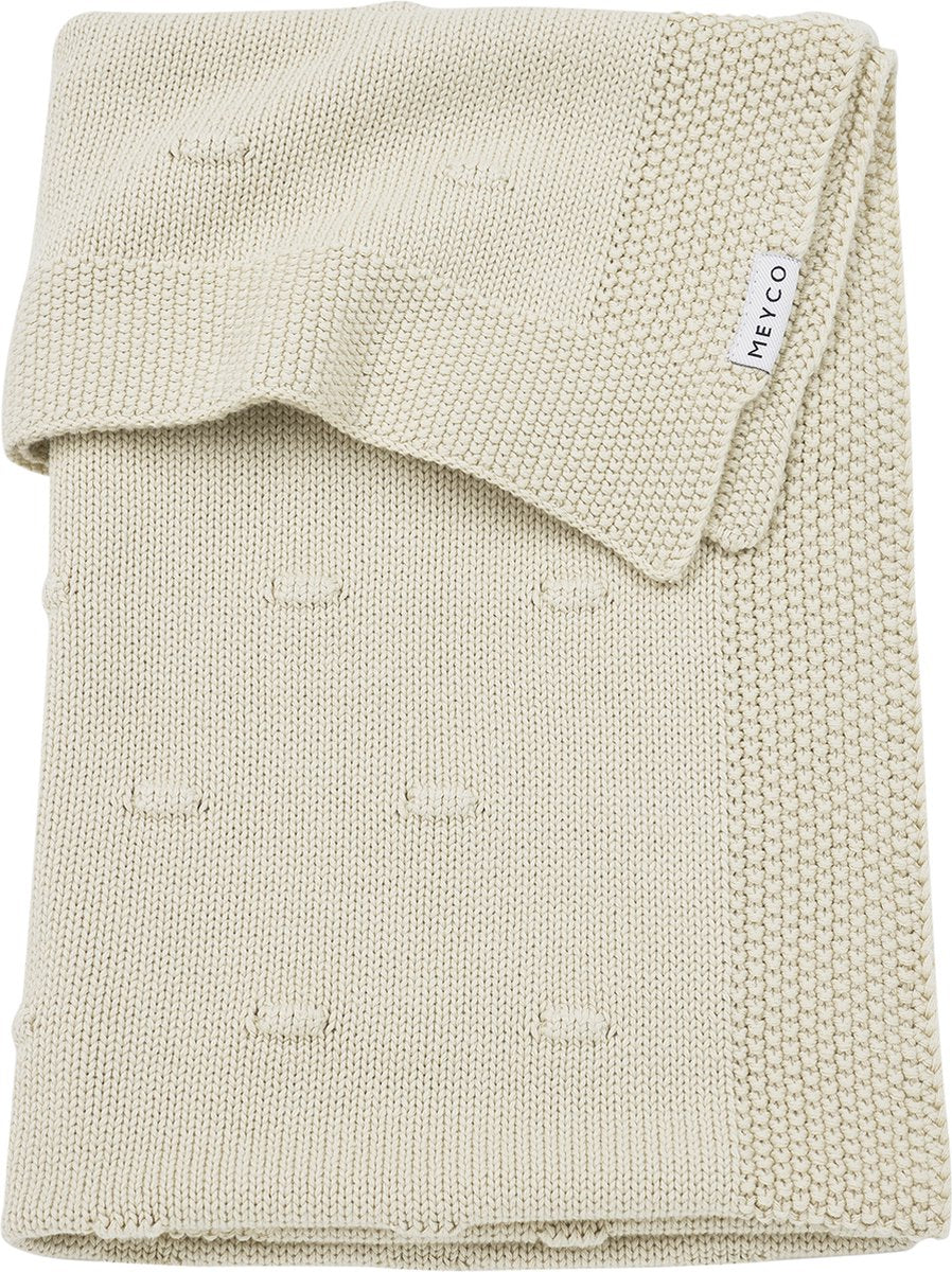 Couverture de berceau Meyco avec nœuds pour bébé - sable doux - 100x150cm - 1,0 tog