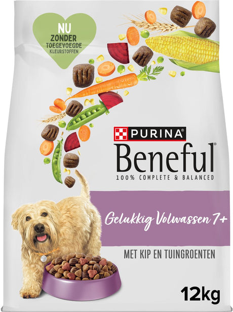 Beneful happy adult senior 7+ - nourriture sèche pour chiens - poulet légumes du jardin - 12 kg