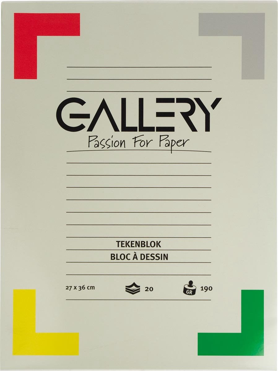 Bloc à dessin Gallery format 27 x 36 cm papier extra épais sans bois 190 g m² bloc de 20 feuilles