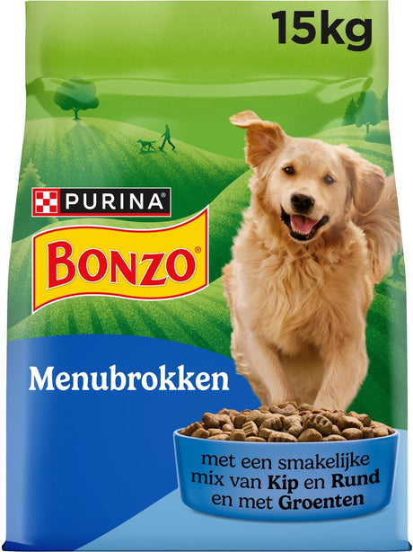 Bonzo menu chunks adulte - nourriture sèche pour chiens - poulet légumes - 15 kg