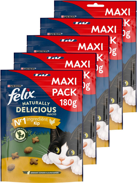 Felix naturellement délicieux - collations pour chats - friandises pour chats - herbe à chat au poulet - 6 x 180 g