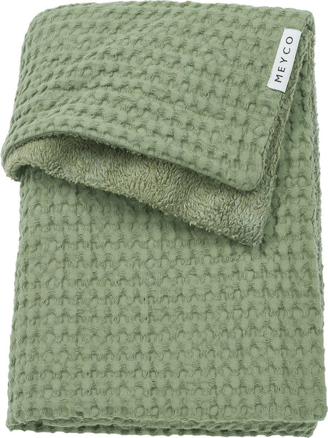 Couverture de berceau en peluche gaufrée Meyco - vert olive - 100x150cm - 2,0 tog