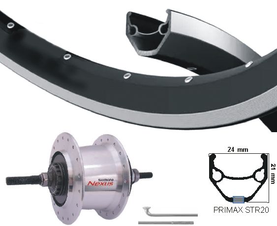 KGS Roue arrière 28 pouces (622) Nexus argent noir 7 argent