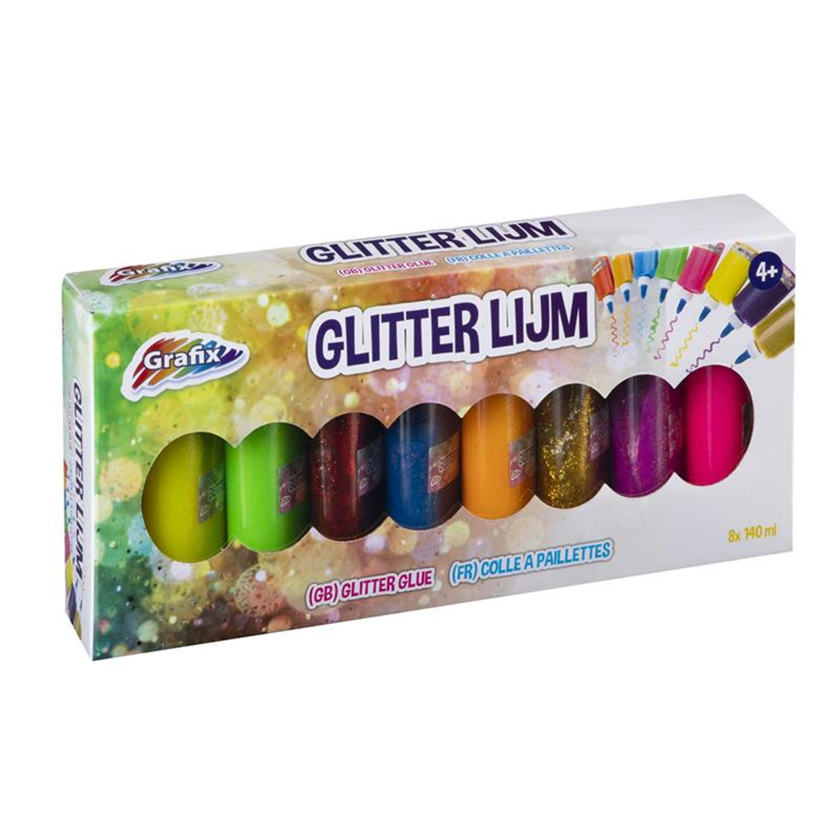 Set de colle pailletée Grafix 8 tubes de 140ml