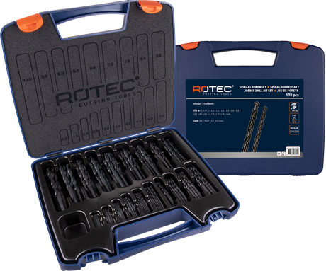 Jeu de forets hélicoïdaux Rotec 1-10x0,5mm hss 170 pièces