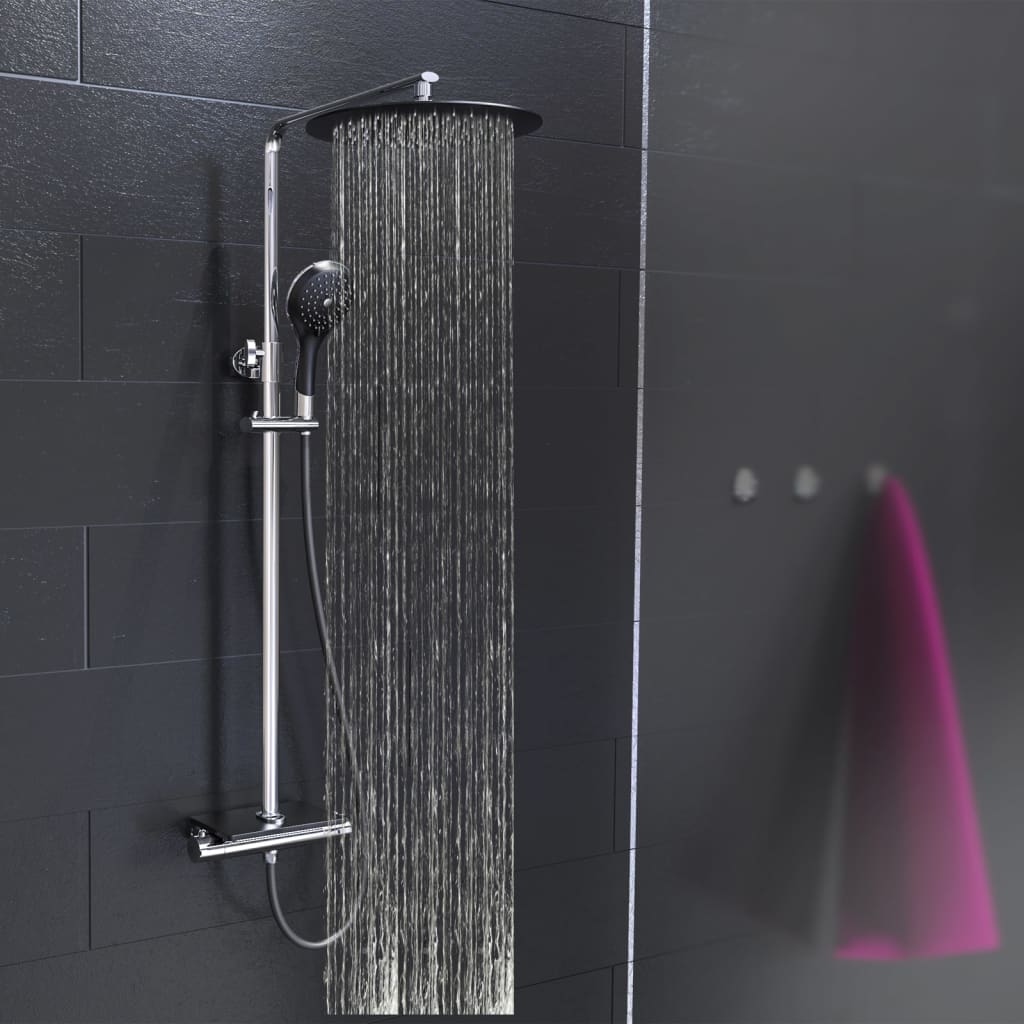Ensemble de douche de tête Eisl avec mitigeur thermostatique grande vita chrome noir