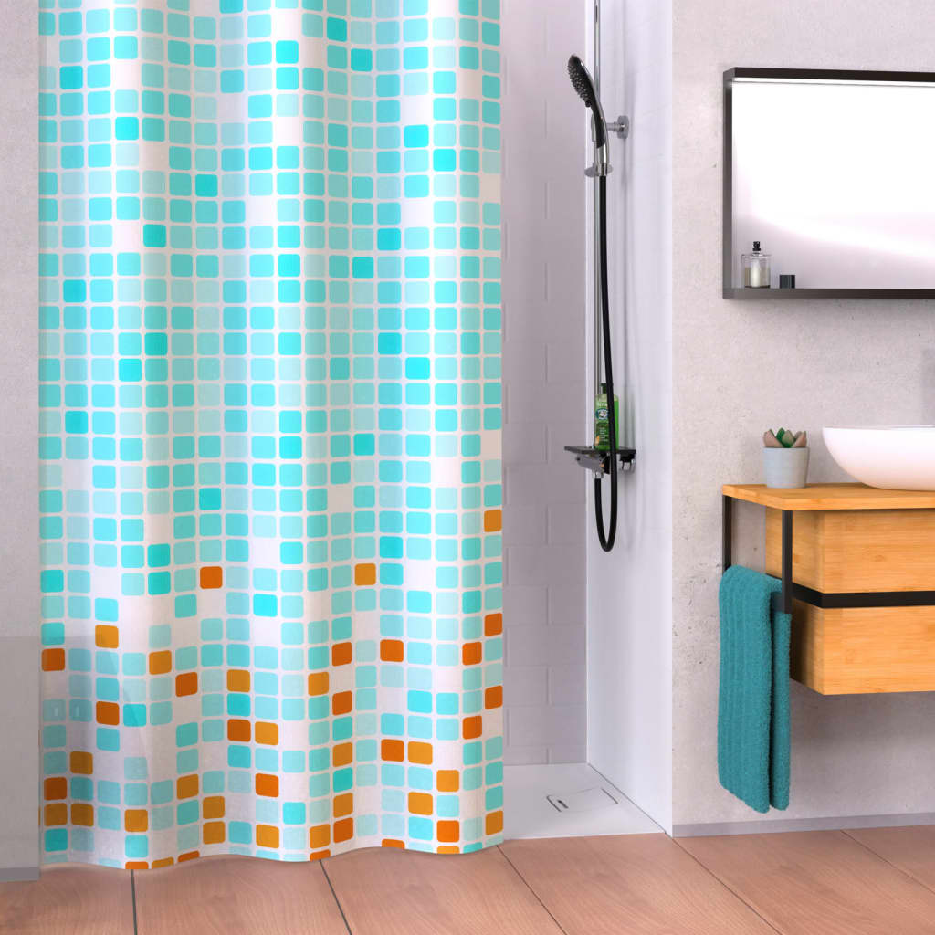 Rideau de douche eisl eisl avec mosaïque 200x180x0,2 cm bleu et orange