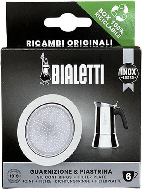 Plaque filtrante Bialetti + anneau en silicone – convient pour percolateurs 6 tasses en acier inoxydable – pièce de rechange d'origine