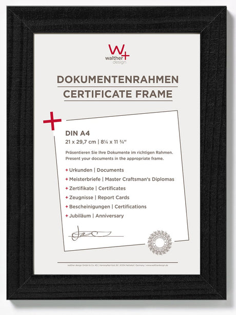 Walther home - cadre en bois - format photo 21x29,7 cm (din A4) - noir