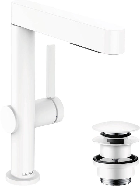 Hansgrohe finoris - wastafelkraan - avec prise afvoerplug - 230mm - uittrekbare vuistdouche - 2 fonctions multifonctions - blanc mat