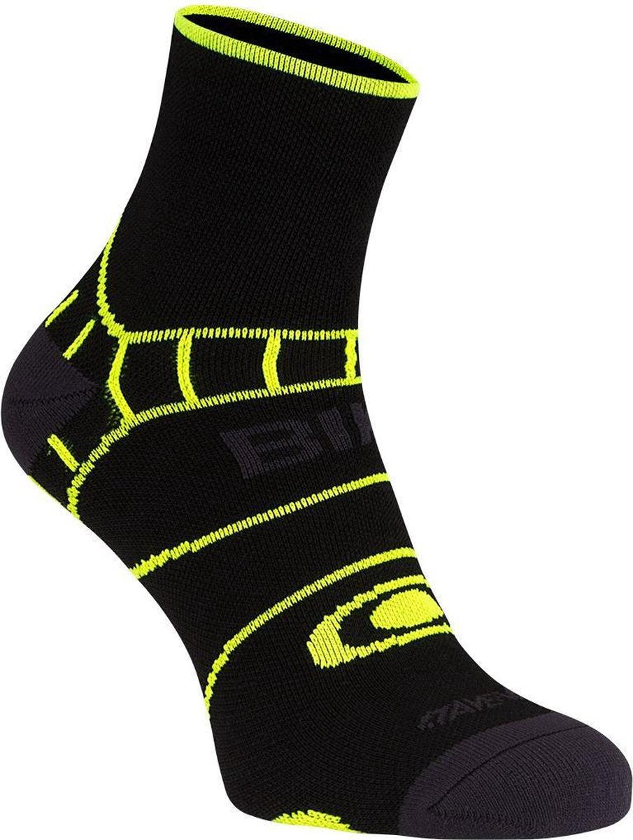 Avento wielrensokken met climayarn - zwart fluorgeel - 39-42