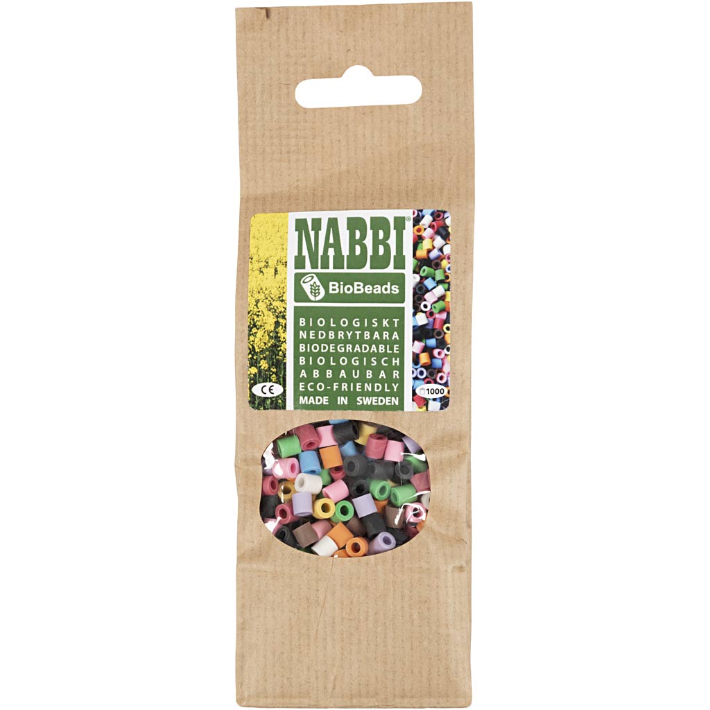 Creativ company nabbi biobeads 5x5mm différentes couleurs - 1000 pcs.