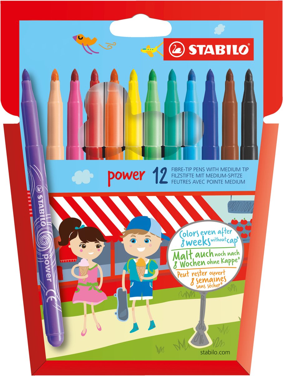 Stabilo felt -tip pens power markers 12 pieces