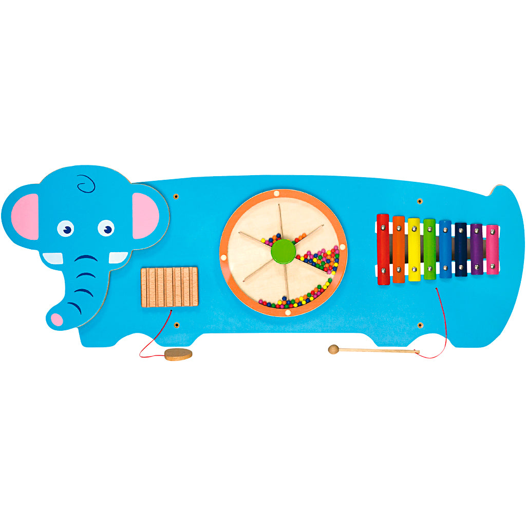 Planche d'activité Viga en bois avec éléphant, dimensions 91x32x4,6 cm, 1 pièce