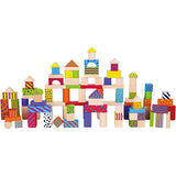 Blocs en bois Viga avec motif, taille 3 cm, différentes couleurs, 100 pièces 1 set