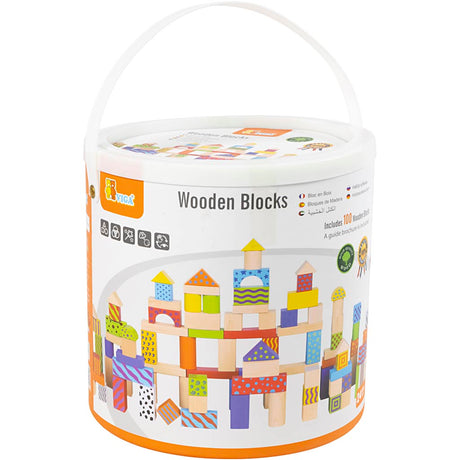 Blocs en bois Viga avec motif, taille 3 cm, différentes couleurs, 100 pièces 1 set