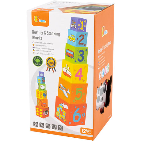 Cubes à empiler en bois 6 pièces. 1+