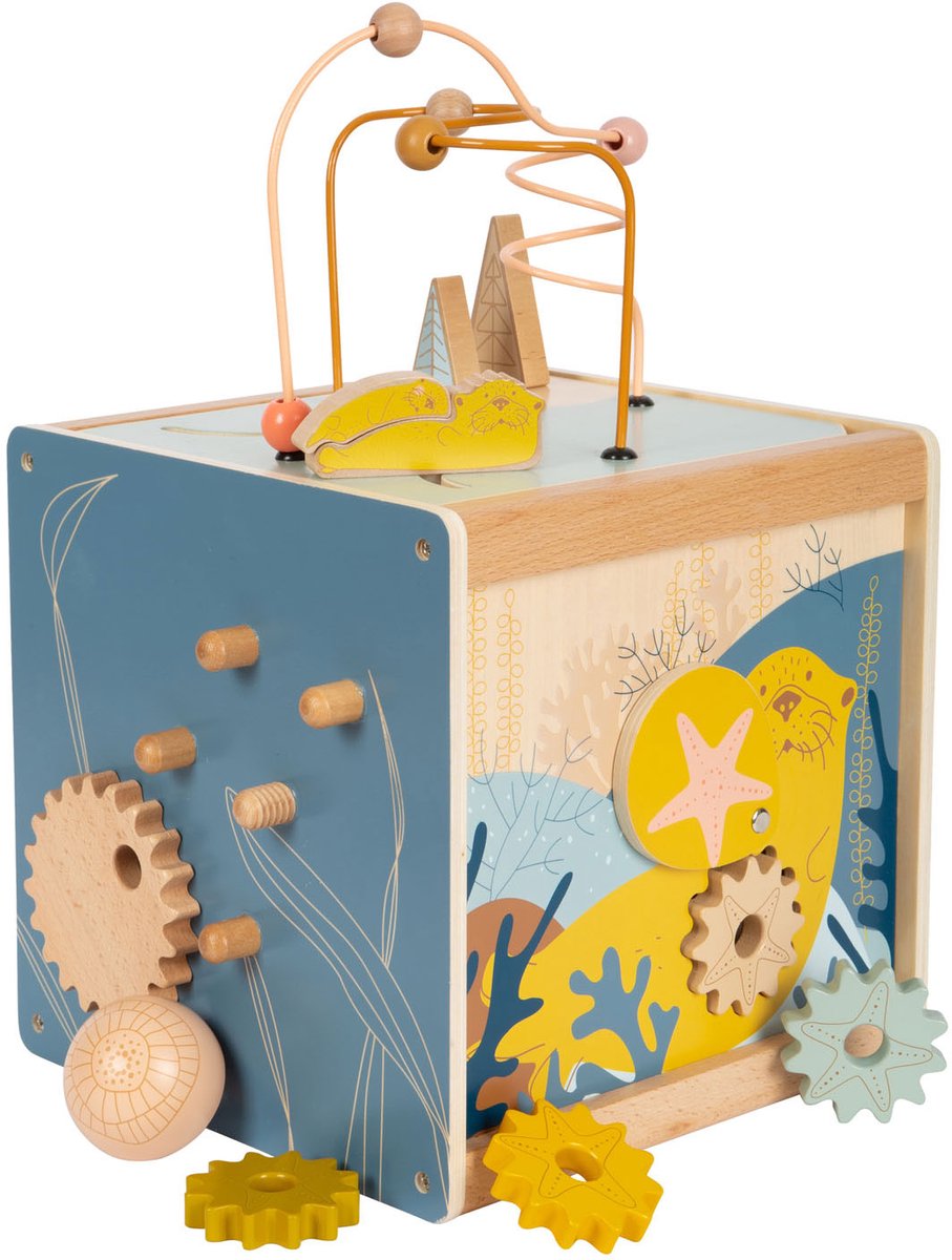 Small foot - cube d'activités en bois avec motricité spirale côte maritime