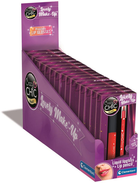 Clementoni crazy chic brillant à lèvres et crayon à lèvres rouge cerise