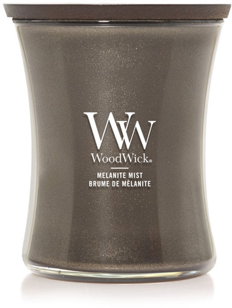 Bougie parfumée Woodwick hourglass medium - brume mélanite - anthracite - 60 heures de combustion