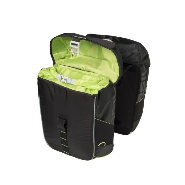 Basil Miles Double Bag - Sac à double vélo étanche, unisexe, sportif, zwart -limoen