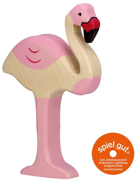 Holztiger désert - flamant rose - 8x2x12cm - figurine en bois - fait main