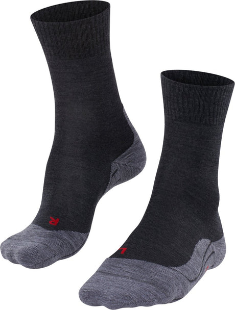 Falke tk5 chaussettes de marche en laine fine anti-ampoules en matériau fonctionnel femme gris - taille 37-38