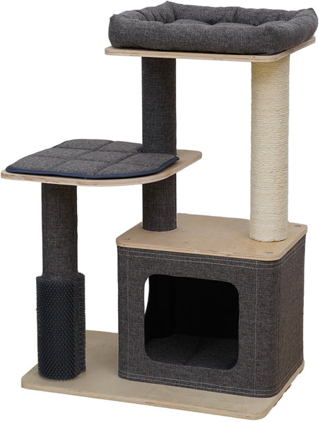 Ebi griffoir tapei tissu lin gris 58 x 38 x 84 cm - chat