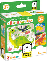 Puzzle banane panda en déplacement dinosaures 3+ - cinq puzzles de 9 pièces - jouets de puzzle dinosaures amusants.
