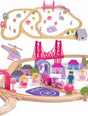Bigjigs train en bois ville - rose